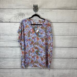 Emily Wonder Plus Size Bright Colorful Spring Paisley Oversized Top Size 2X